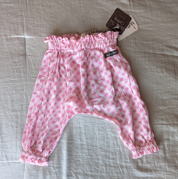 Matilda Jane NWT Pick Me Up Jogger - Pink Checker Gauzy sz 6-12 mo - Picture 1 of 3